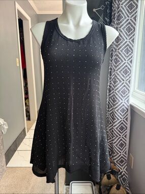 NWT Vocal Black Sleeveless Knit Tank swim cover up with Metallic Stud Accents